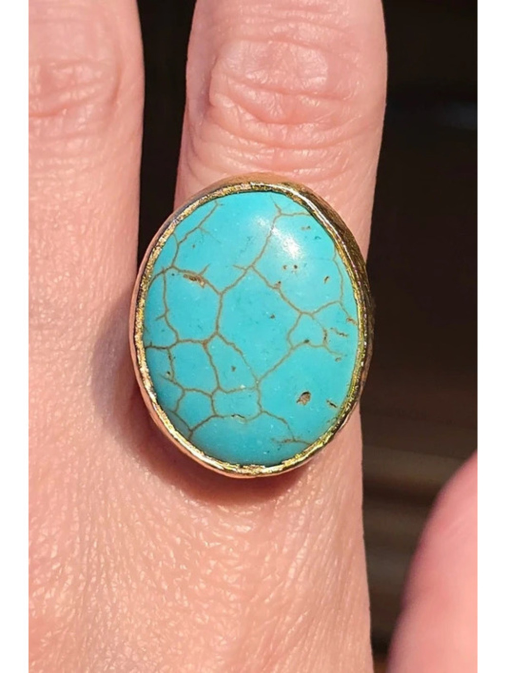 Gold Plated Turquoise Color Cocktail Ring